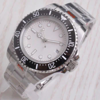 44mm Custom Logo Seiko NH35 Movement White Sterile Dial Ceramic Rotating Bezel Sapphire Glass Luminous Sports Watch