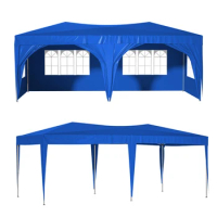 10'x20' Pop Up Canopy Tent with 6 Sidewalls, Ez Pop Up Outdoor Canopy for Parties, Carry Bag, 6 Ropes and 12 Stakes, Blue