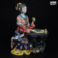 Shiwan Boneka Master Of Fine Karakter Kuno dari Mimpi Rumah Mewah Merah Dua Belas Jinling Chai Jia Xichun Ornamen Keramik Keraji