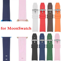 Watch Band for Omega X Swatch Joint MoonSwatch Speedmaster Curved End Rubber Silicone Strap Women Men Soft Sport Bracelet 20mm