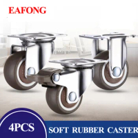 Caster Wheels Furniture Moving Soft TPR Rubber Swivel Castor Universal Mute Wheel Roller for Trolley Platform Office Chair