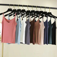 Spaghetti Strap tops Women Halter V Neck Camis Tank Solid color basic sleeveless Camisole Top