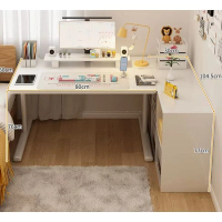學習辦公桌子L型書架（【兩件套】白色六格櫃+白色桌） 