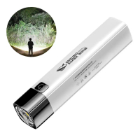 Lampu suluh mini LED “Smiling Shark” 600 mAh/1200 mAh, boleh memperbesarkan (zoom), jarak jangkauan 
