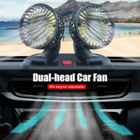 USB Powered Car Fan 12V/24V Cooling Car Fan Dual Head Car Fan 2 Speeds Adjustable For Auto Cooler Air Fan Car Accessories