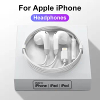Original Wired Lightning Earphones For Apple iPhone 14 13 12 11 Pro Max Mini X XS XR X 7 8 6 Plus SE 2020 Headphones Accessories