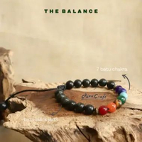 Rizacraft THE BALANCE Gelang Batu 7 Cakra Asli Alam Bumi mix Batu Natural Giok Hitam Black Jade Aceh