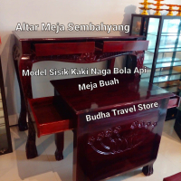 Altar Meja Sembahyang Kayu Jati Ukiran Kaki Naga & Bola Api Style