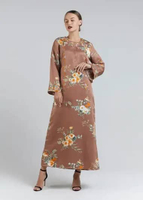 Batik Arjunaweda 27553129 Jalabeyah Batik Avlia Gamis Muslim Wanita - Cokelat L Cokelat