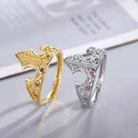 Triangle Aurora Crown Rings For Women Fashion Geek Wedding Jewelry Accessories Gold Plated Adjustable Zirconia Ring Gift For Her