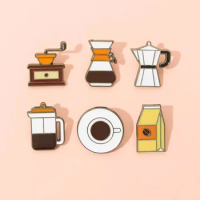 Wholesale Coffee Lover Enamel Pins Custom Pot Mug Cup Brooches Lapel Badges Backpack Hat Creative Cafe Jewelry Gifts for Friends