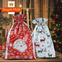 5pcs/set Reusable Christmas Bag with Drawstring Packaging Gift Christmas Decoration