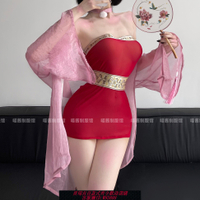 {可刷卡 打統編}魅惑妲己*性感低領抹胸狐妖妲己包臀連體裙古風漢服cos制服套裝