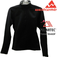Westcomb 保暖刷毛衣/中層半門襟/ Power Stretch 長袖/登山/健行/旅遊 Sphere Top 女款 黑色
