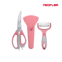 【NEOFLAM】廚房料理剪刀&amp;削皮刀三件組(丹麥粉)
