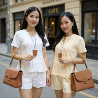 Bộ Linen Nữ Cổ V Chữ Thêu Nổi Sang Trọng, Bộ Phông Nữ Chất Liệu Linen Thoáng Mát Thời Trang