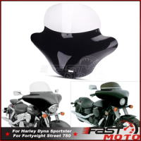 Gloss Black Batwing Fairing Headlight Fairing 10" Clear Airflow Windshield For Harley Dyna Sportster Fortyeight Street 750 XL883
