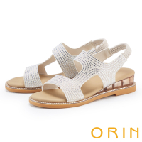 ORIN 波希米亞燙鑽楔型涼鞋 白色