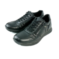 【IMAC】IMAC-TEX皮質防水側拉鍊綁帶休閒鞋 黑色(452579-BL)
