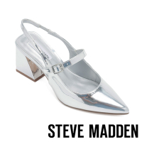 STEVE MADDEN-HAILSEY 尖頭繞踝粗跟高跟鞋-銀色