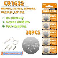 30pcs 3V CR1632 Button Batteries DL1632 BR1632 LM1632 ECR1632 Cell Coin Lithium Battery For Watch Electronic Toy Calculators