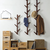 玄關牆上樹杈型衣帽架楠竹衣服壁掛門口裝飾簡約樹叉北歐實木掛架