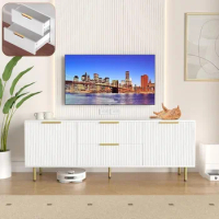 Mid Century Modern TV Stand for 80 Inch TV, Entertainment Center Wood TV Stand, TV Console Table Media Cabinet with Storage