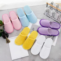 Disposable Slippers Hotel Travel Slipper Soild Color Flip Flop Non-slip Wedding Shoes Women Guest Slippers Bedroom Home Shoes
