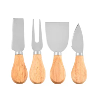 4pcs/lot Cheese Knives Set Cheese Cutlery Steel Stainless Cheese Slicer Cutter Wood Handle Mini Butter Knife Spatula &amp; ForK