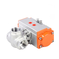3/4" Pneumatic Ball Valve Three-Way T/L type Stainless Steel Female Thread Double Acting Pneumatic quick cut-off ball valves