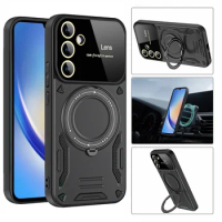 Shockproof Armor Magsafe Wireless Phone Case For Samsung Galaxy A34 A 34 5G Shock Proof Magnetic Ring Holder Covers