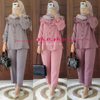 MUMU - ATANA SET Setelan Wanita Bahan Crincle By Mumu Fashion Atasan Celana  Crinkle  Karet  Muslim 