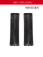Tất ống chân dài boot da nữ SISTERS đính khoen to logo inox sang trọng ôm sát dáng màu đen A4 | SS-A