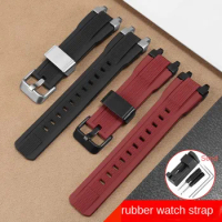 Rubber Watch Strap With Substitute MTG-B1000 Series Specific Concave Interface Modified Silicone Steel Bracelet.
