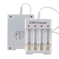 USB 4 Slots Fast Charging AA AAA Battery Charger For Rechargeable Nimh Nicd Battery Station Charging Adapter DC1.2V 250mA