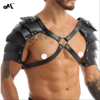 OkayM BDSM Gay Sexy Shoulder Harness Strap Fetish Men Leather Body Cage Chest Harness Belt Strap Puppy Gay Lingerie