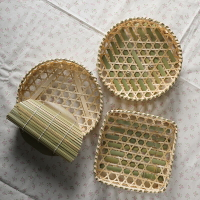 竹編果籃點心籃水果盤創意年貨干果糖果籃茶點盤客廳圓形方形