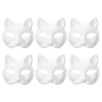 6pcs DIY Paper Mask Blank Hand Painted Mask Paintable Paper Cat Cosplay  Mask Therian Masks - AliExpress