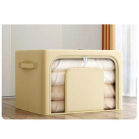 布藝收納箱【深卡其-U型窗-陽離子面料】【24L中號(長40*寬30*高20cm)】  