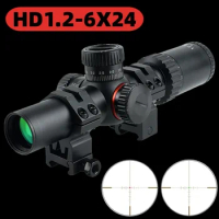 1.2-6X24 Hunting Tactical Scope Red Green Adjustable Brightness Reflex Light Optical Riflescope Snipe Airsoft Accessories Scopes