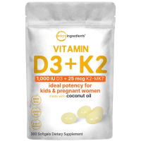 Micro Ingredients Vitamin D3 K2 5000IU /2000IU / 1000IU Infused with Virgin Coconut Oil 30