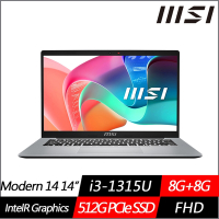 MSI微星 Modern 14 F13MG-044TW 14吋商務筆電 i3-1315U/8G+8G/512G PCIe SSD/Win11/特仕版)