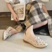 【LN】★透氣平底軟皮鏤空豆豆鞋(女鞋/舒適/好走)