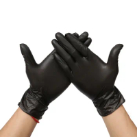100pcs Black Gloves Disposable Latex Free Powder-Free Exam Glove Size Small Medium Large X-Large Nitrile Vinyl Synthetic Hand
