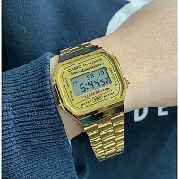 CASIO 城市光廊數位腕錶 (A-168WG-9)-【金色版】