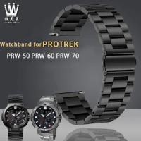 Fine steel watch belt for CASIO PROTREK mountaineering series prw-60/prw-70/prw-50y fine steel metal watch belt 23mm wristband