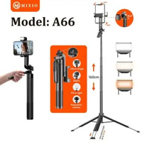 MIXIO A66 - Tongsis Selfie Stick Bluetooth Wireless 160CM dengan LED Light & Handle Anti Shake - MIX