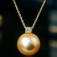 【醇想珠寶】王妃套裝 南洋金珠 吊墜 18K金 鑽石 天然海水珍珠 項鏈 強光珍珠 天然色 優雅高貴