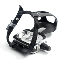 Fixed Gear 9/16 Inch Road Bike Bicycle Harness Pedal Toe Clips with Straps Self-lock Pedal Cycling bike pedal with strap spin