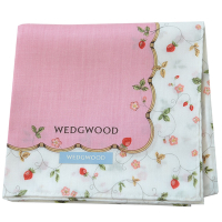 WEDGWOOD 草莓蔓藤品牌字母LOGO圖騰帕領巾(粉紅系)